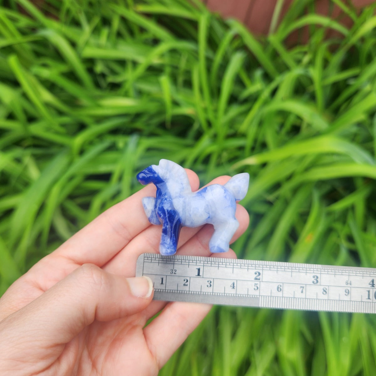 Sodalite Crystal Horse Carving  1.75" Stone Animal Totem Figurine