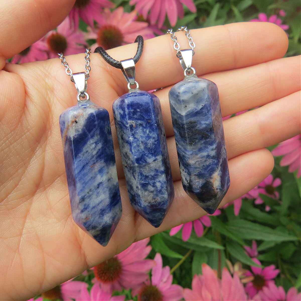 Sodalite Crystal Point Necklace - Large