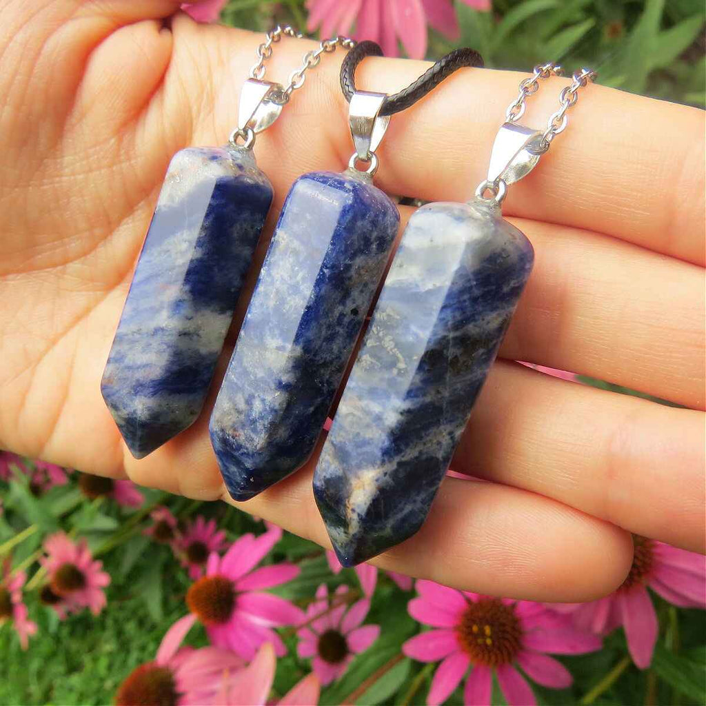 Sodalite Crystal Necklace - Large Stone Point
