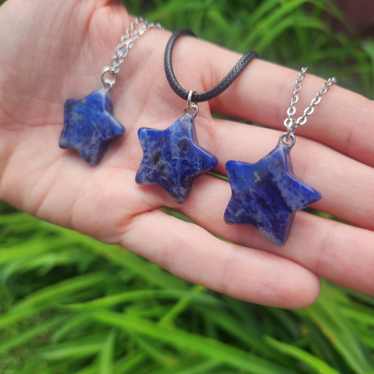 Blue Crystal Star Necklace in Sodalite Stone