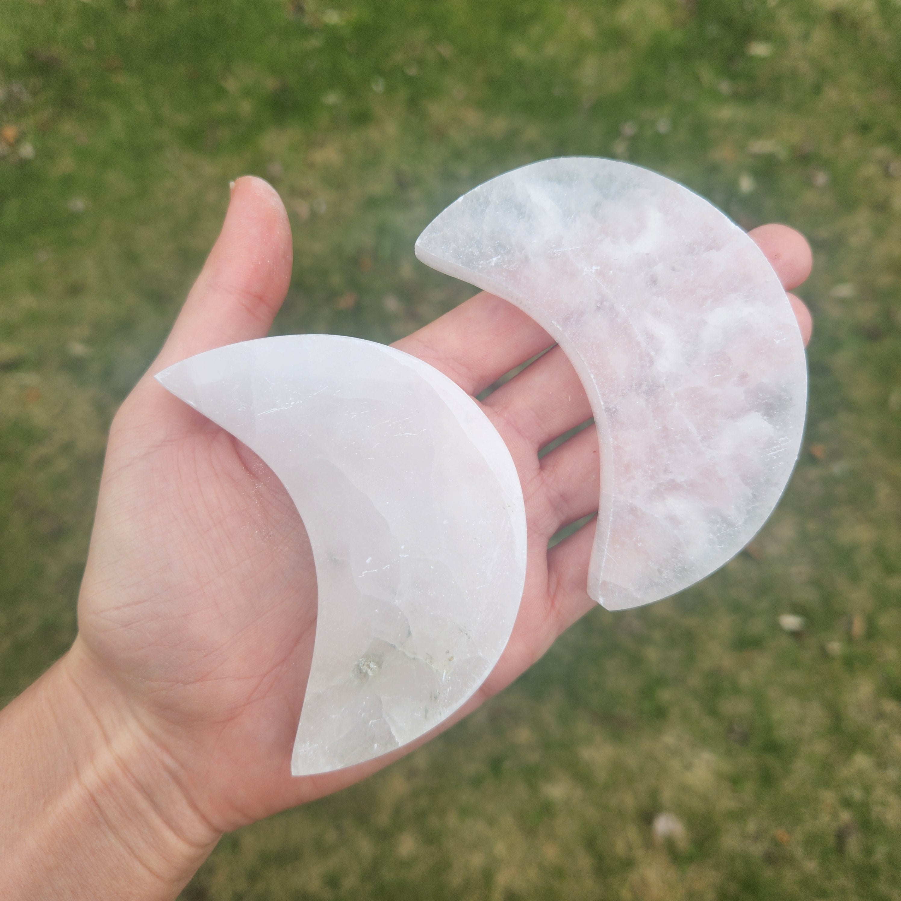 Selenite Moon Crystal Charging Plate w/ Etched Moon and Stars