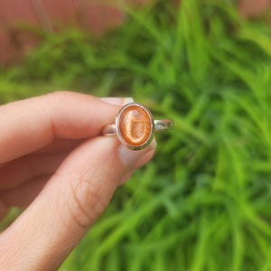 Sunstone Crystal Ring Sterling Silver Size 7.75