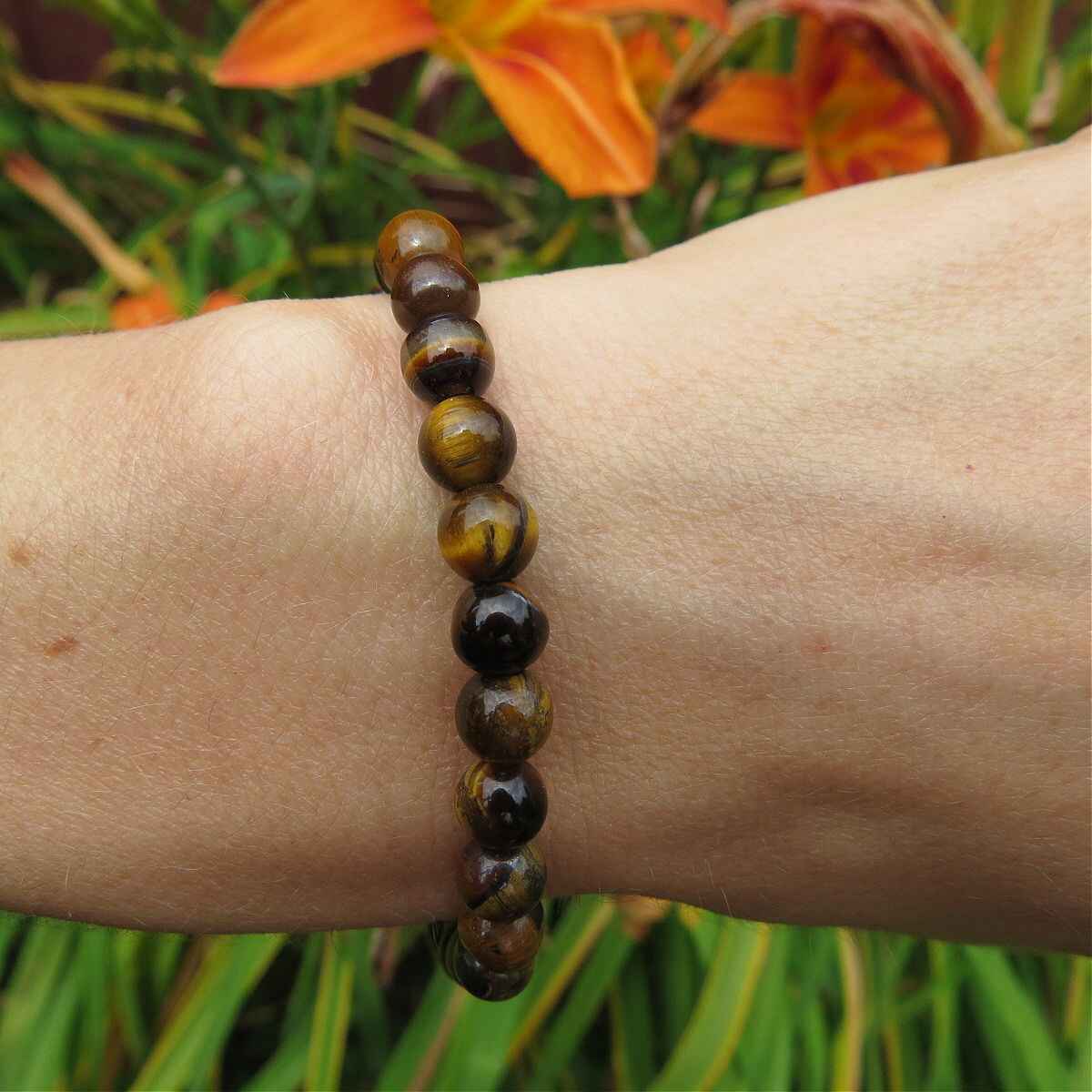 Tigers Eye Crystal Bracelet | Stretchy Beaded Stone Bracelet