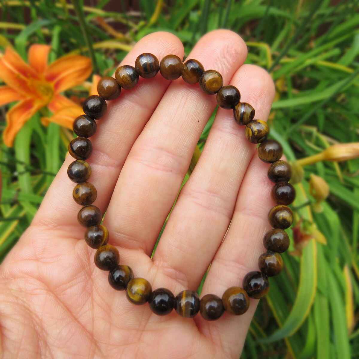 Tigers Eye Crystal Bracelet | Stretchy Beaded Stone Bracelet