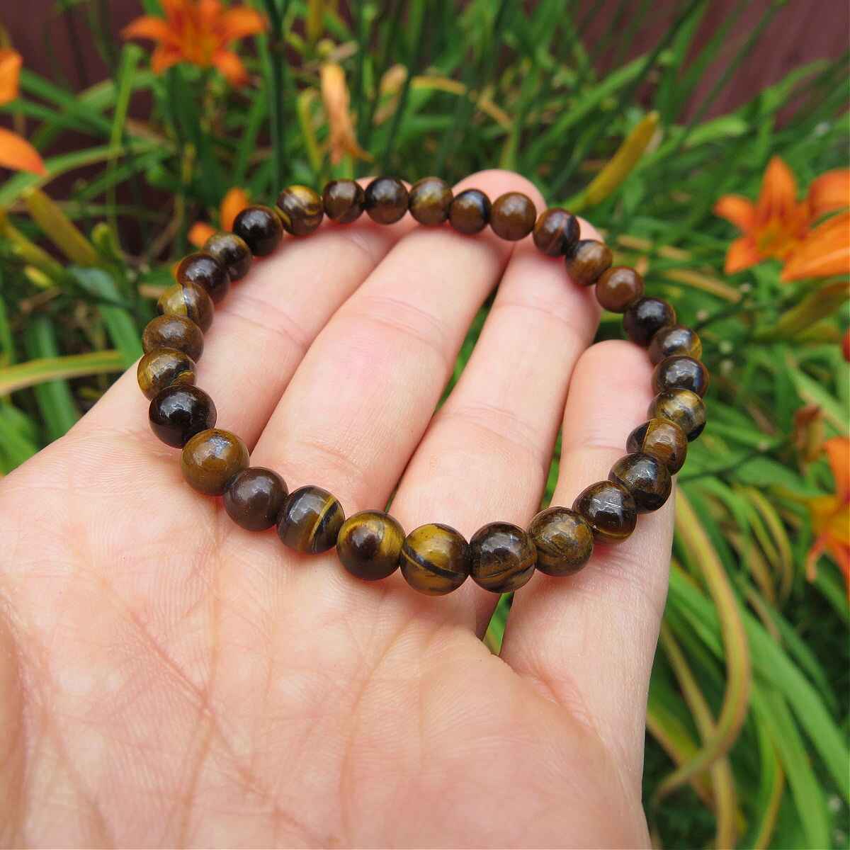 Tigers Eye Crystal Bracelet | Stretchy Beaded Stone Bracelet
