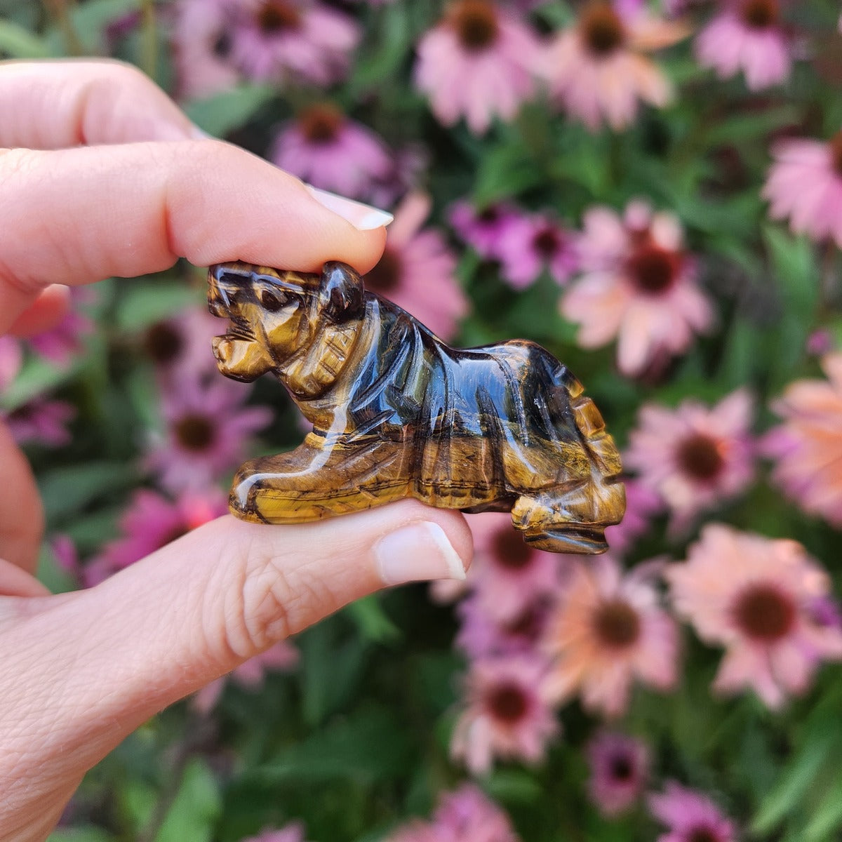 Tigers Eye Crystal Tiger Animal Figurine