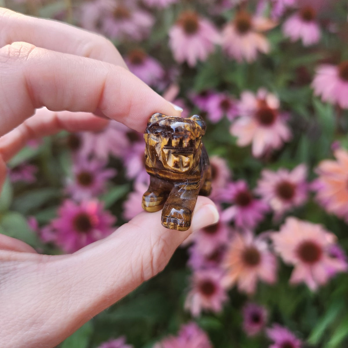 Crystal Tiger Carving 2" - Tigers Eye Stone Animal Figurine