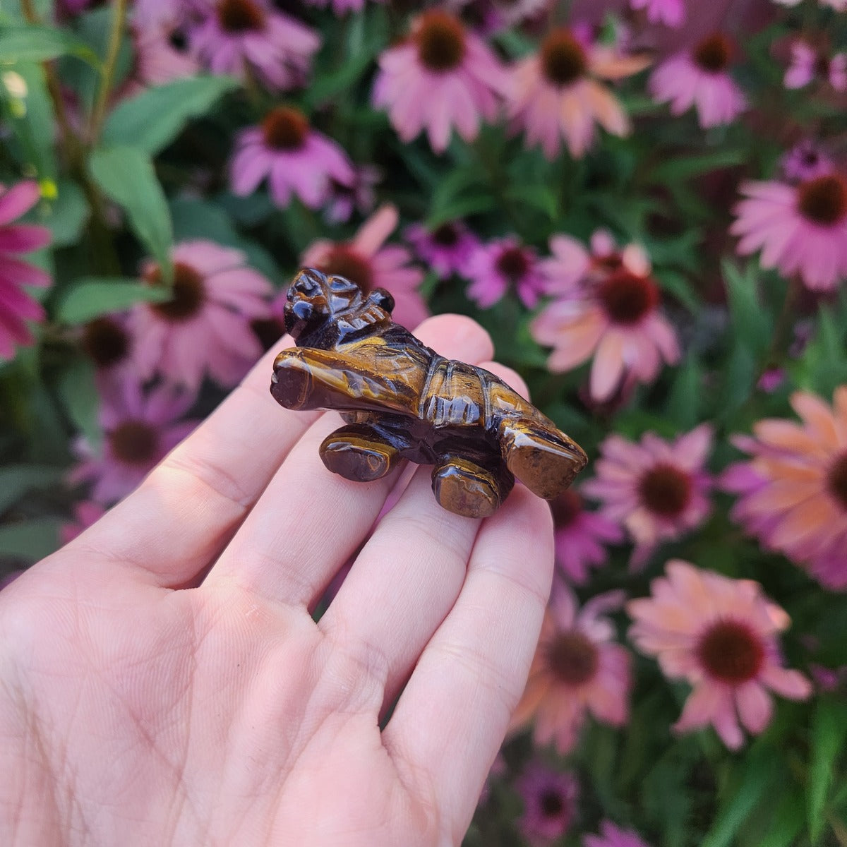 Crystal Tiger Carving 2" - Tigers Eye Stone Animal Figurine
