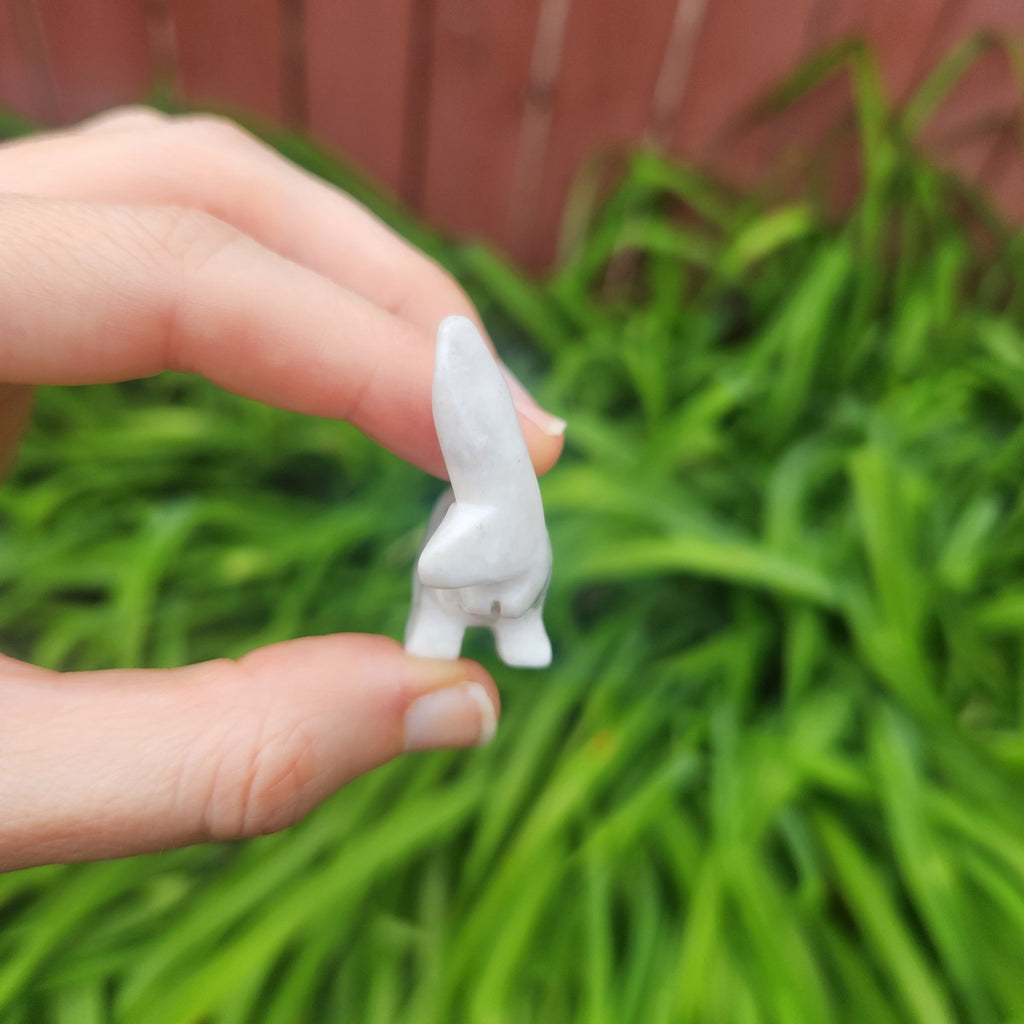 White Howlite Shark Stone Animal Carving 2"