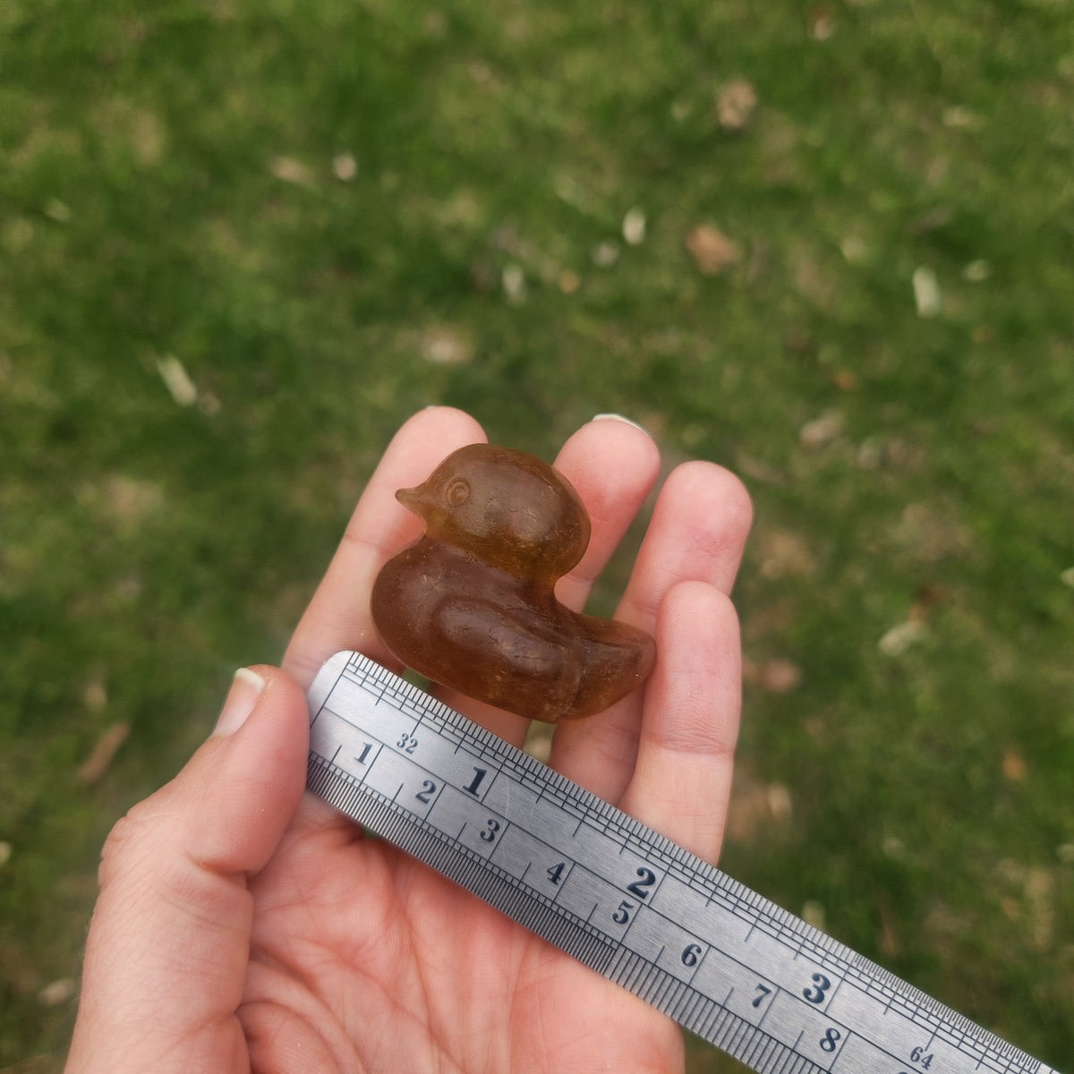 Yellow Fluorite Crystal Duck Figurine 1.5" | Crystal Animal Carving
