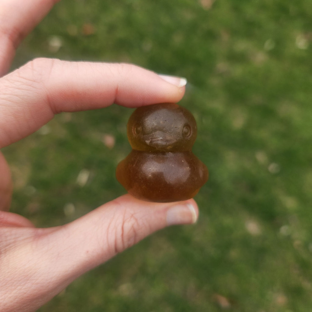 Yellow Fluorite Crystal Duck Figurine 1.5" | Crystal Animal Carving