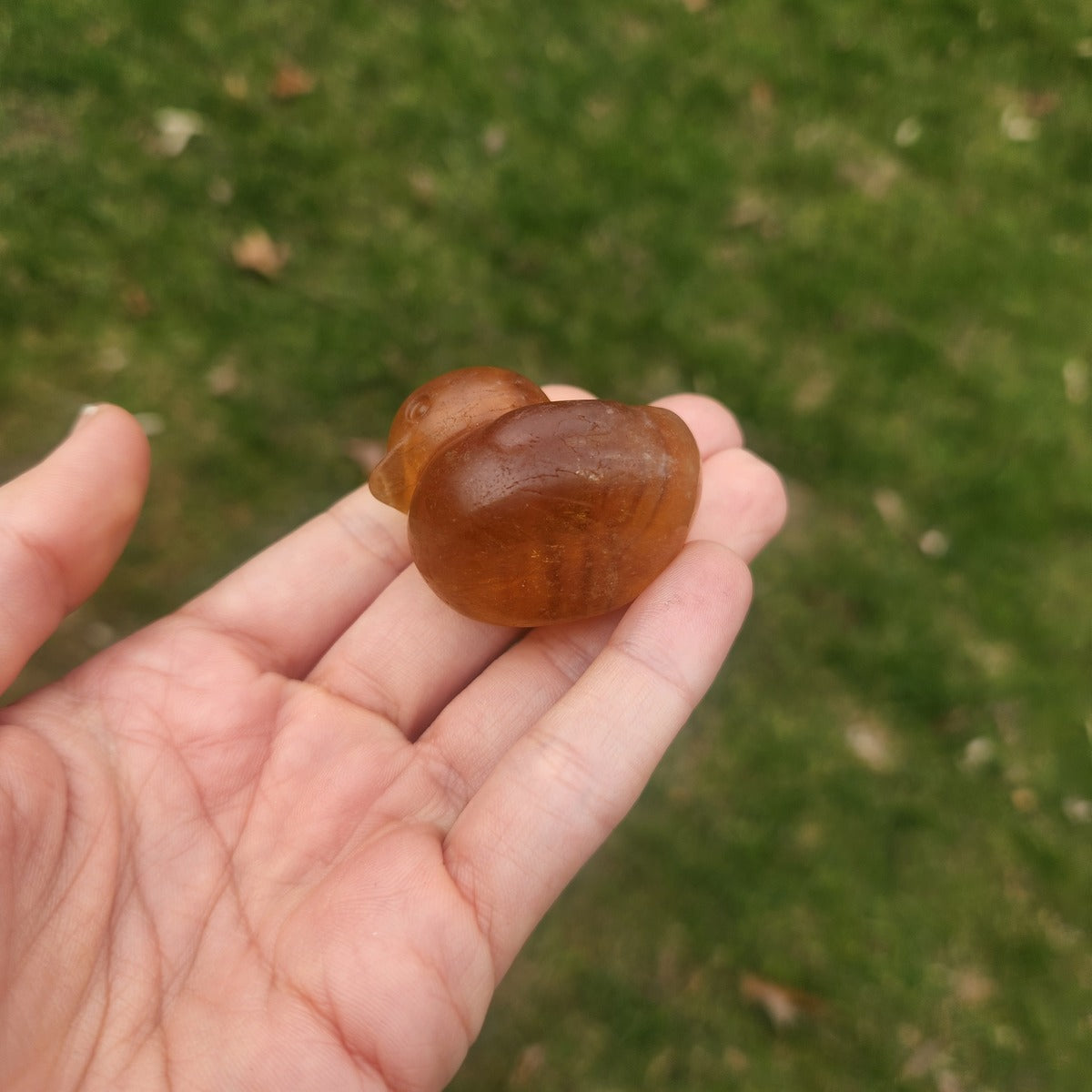 Yellow Fluorite Crystal Duck Figurine 1.5" | Crystal Animal Carving