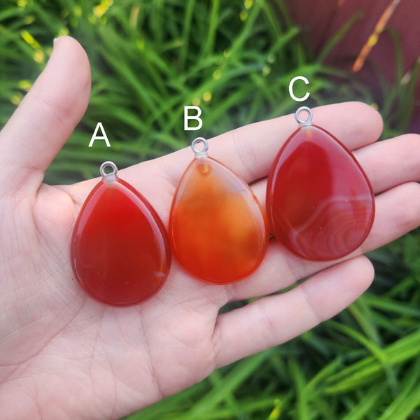 Carnelian Crystal Necklace | Large Orange Stone Necklace