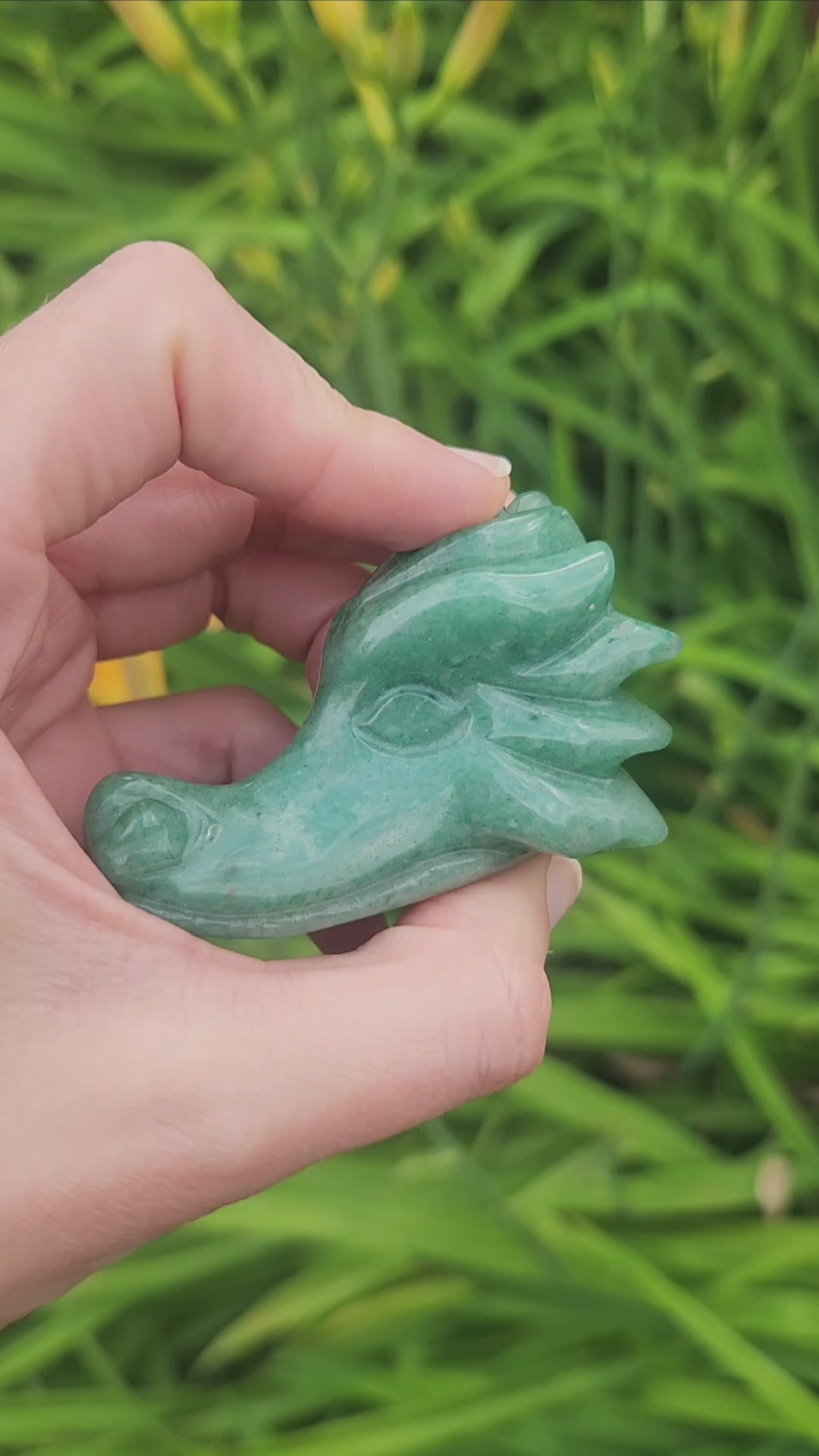 Green Aventurine Crystal Dragon Head Mythical Animal Carving