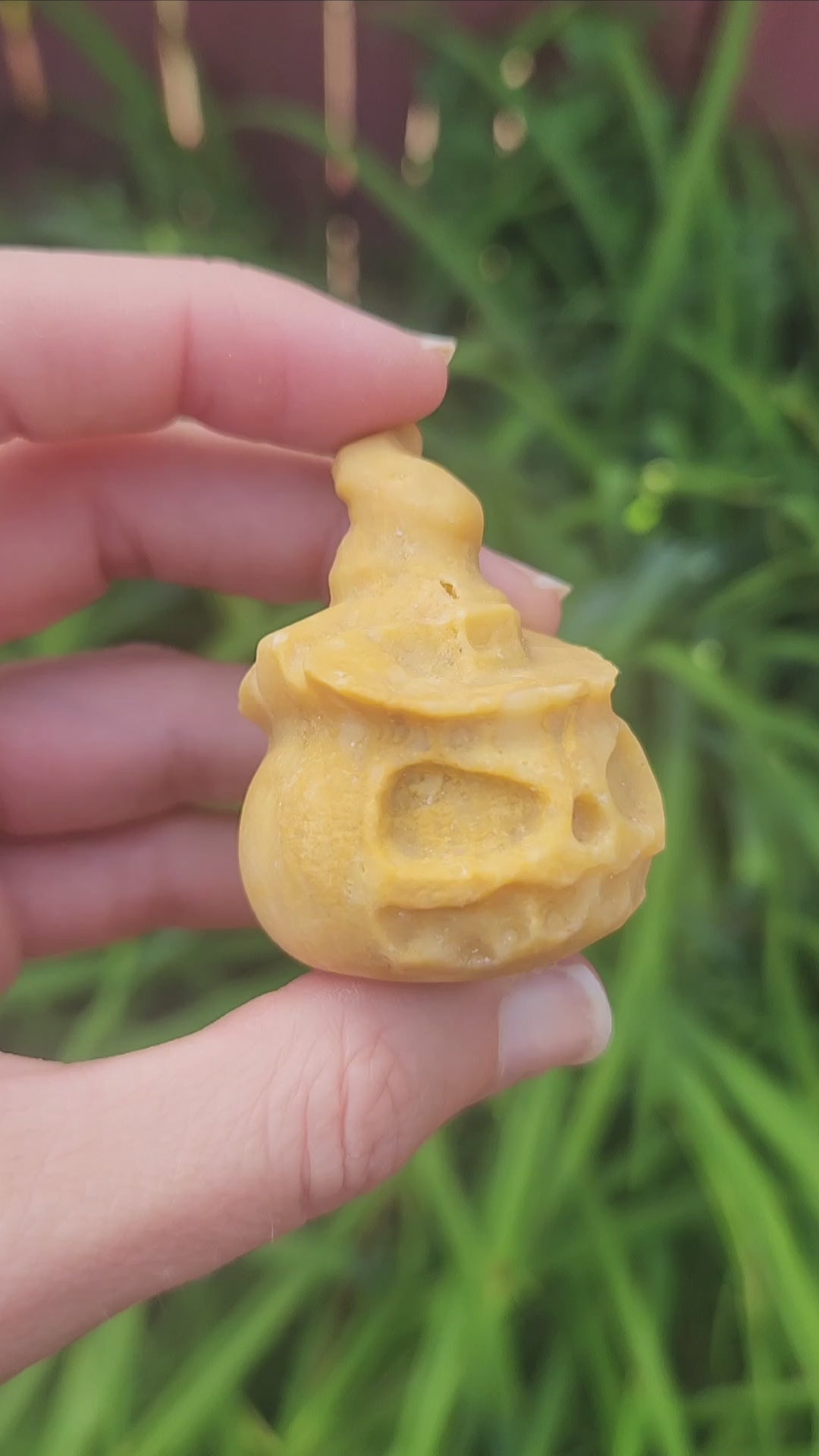 Pumpkin Witch Crystal Carving Halloween Stone - Yellow Jasper