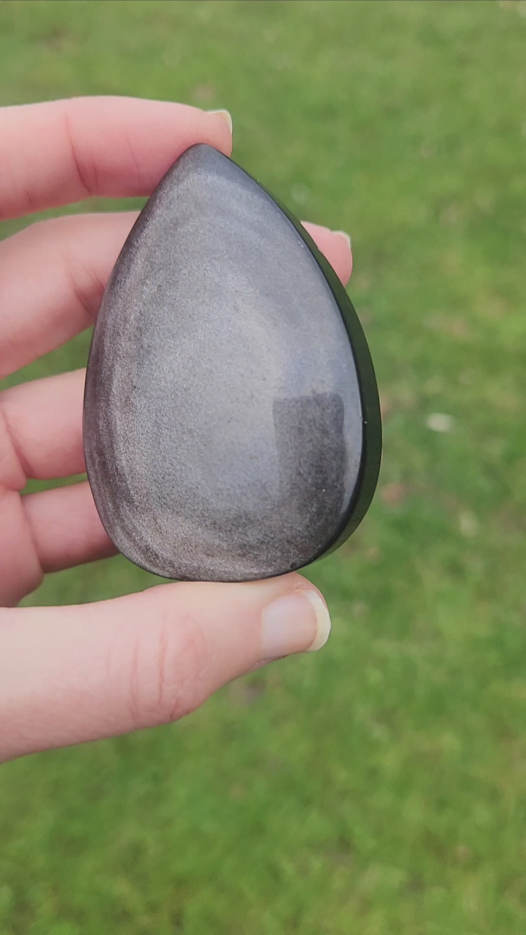 Silver Sheen Obsidian Crystal Teardrop Raindrop Carving