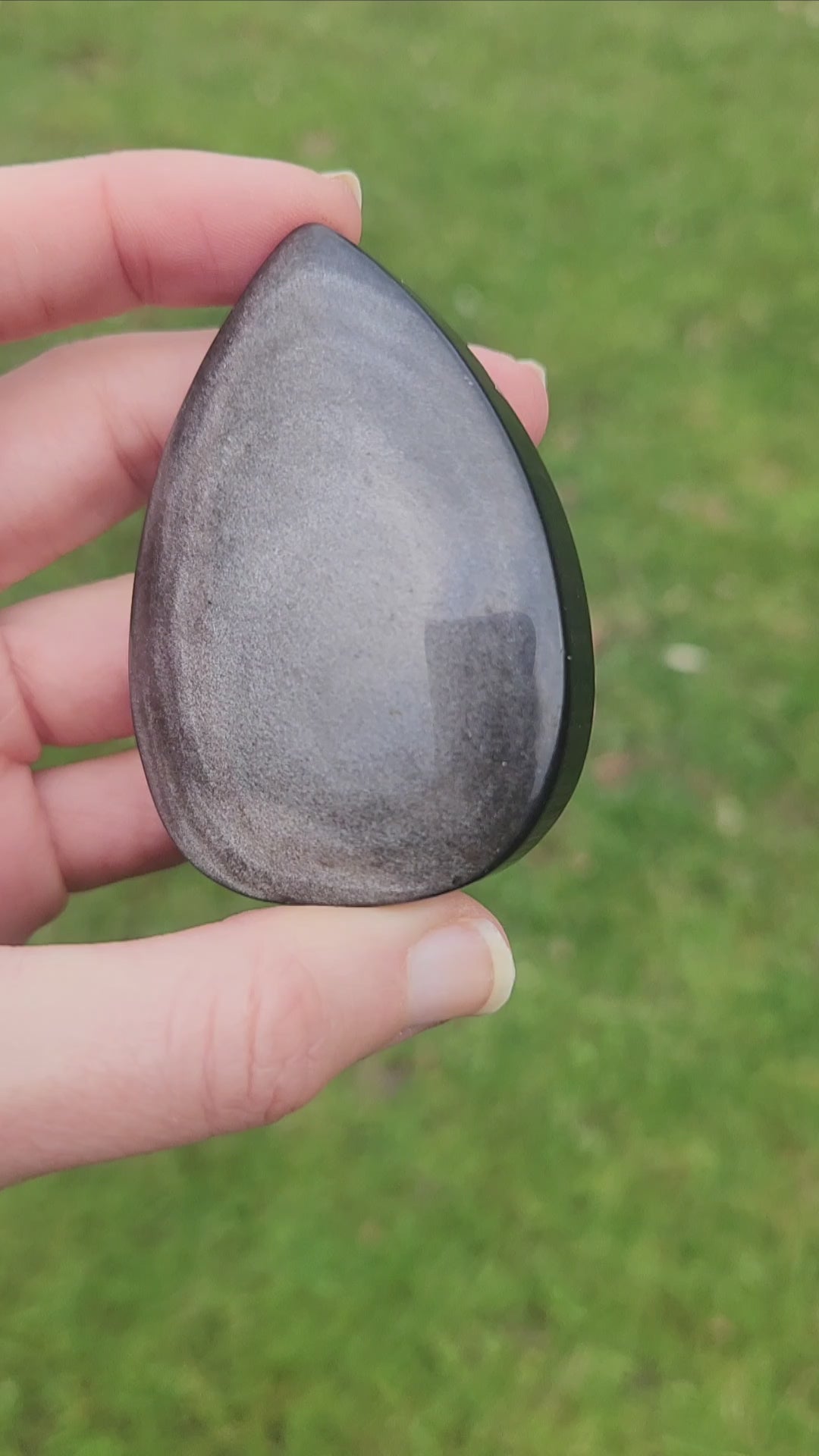 Silver Sheen Obsidian Crystal Teardrop Raindrop Carving