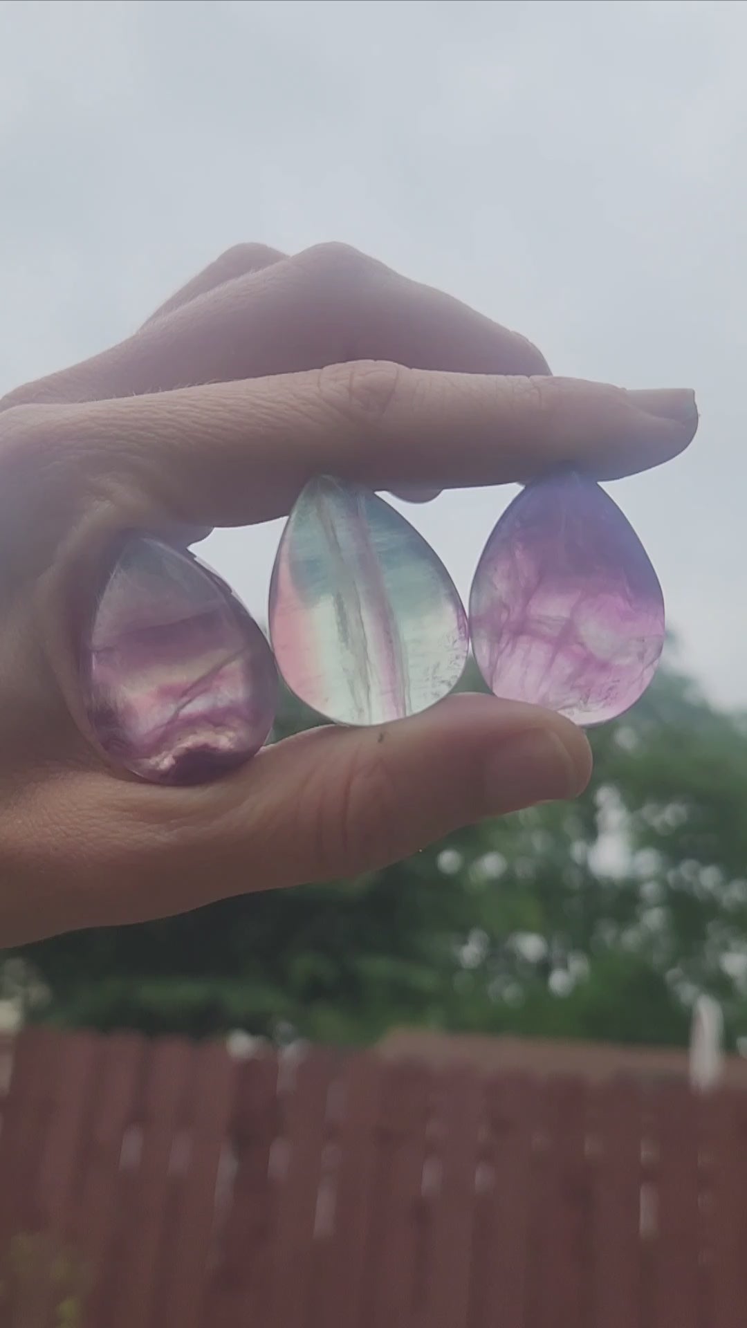 Rainbow Fluorite Crystal Teardrop Stones