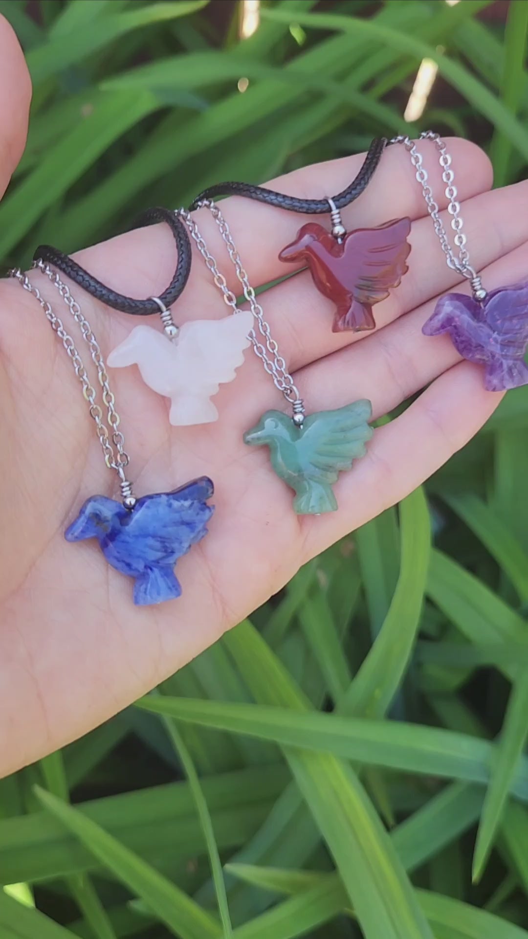 Crystal Stone Hummingbird Necklaces