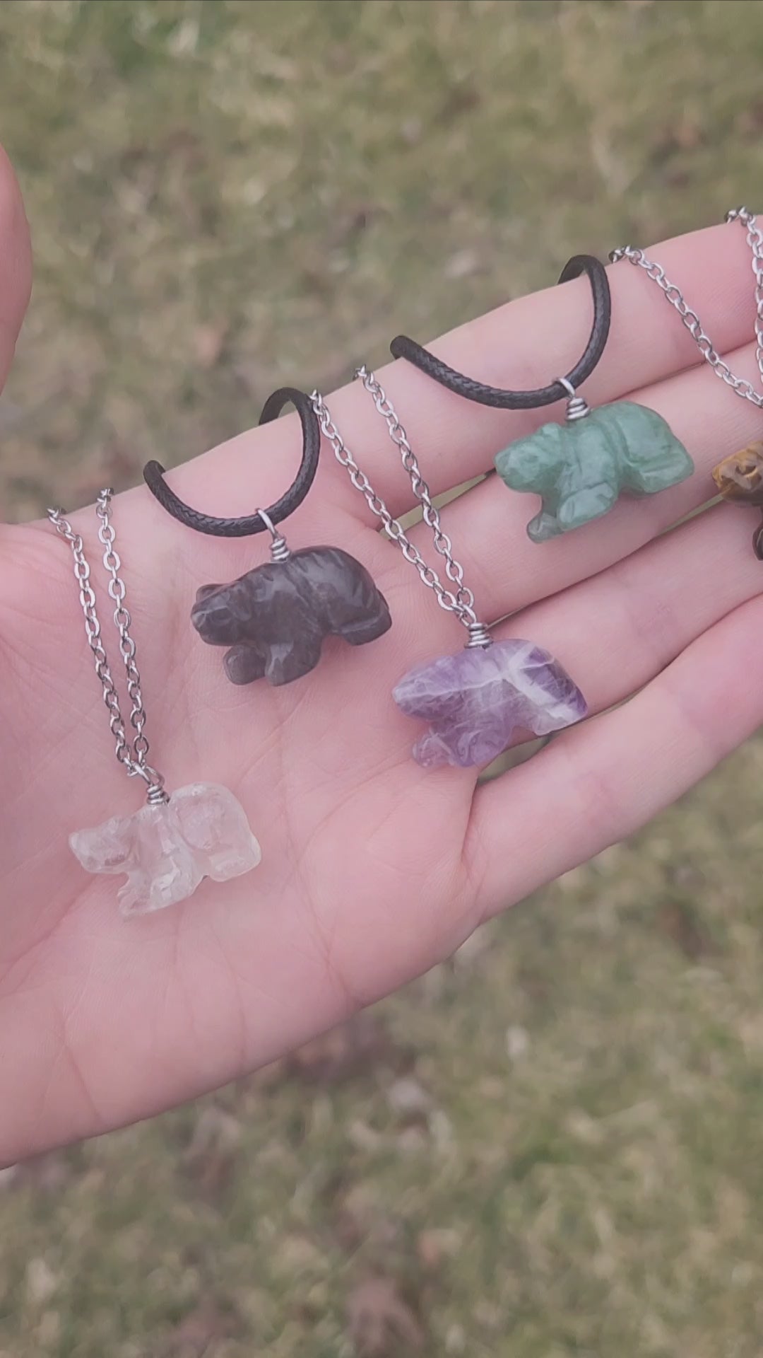 Mini Crystal Bear Animal Necklaces