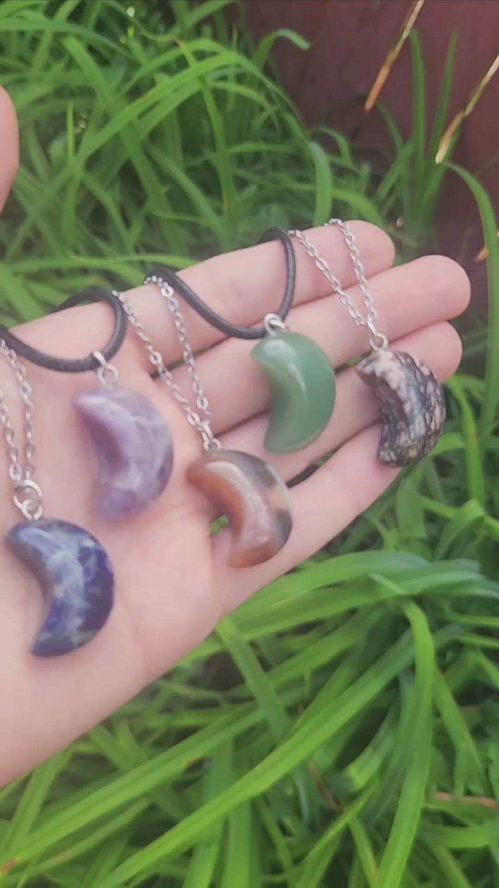 Crescent Moon Crystal Stone Necklaces