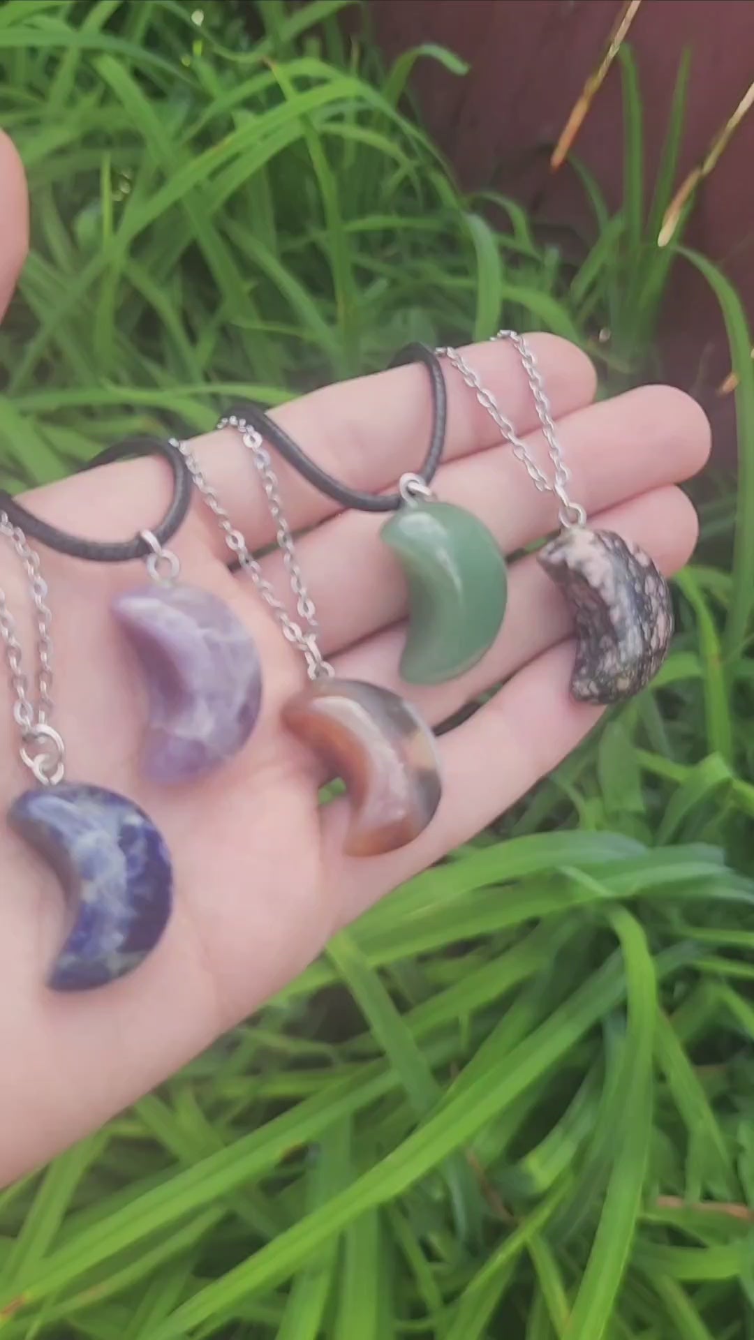 Crescent Moon Crystal Stone Necklaces