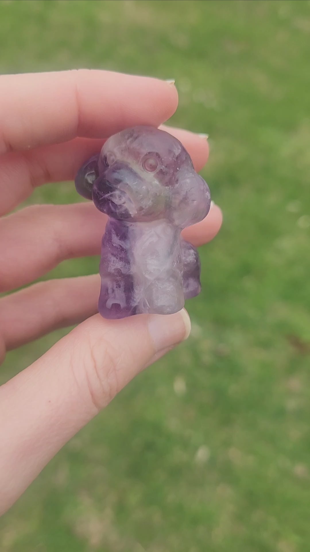 Crystal Poodle Dog Figurine in Fluorite Stone