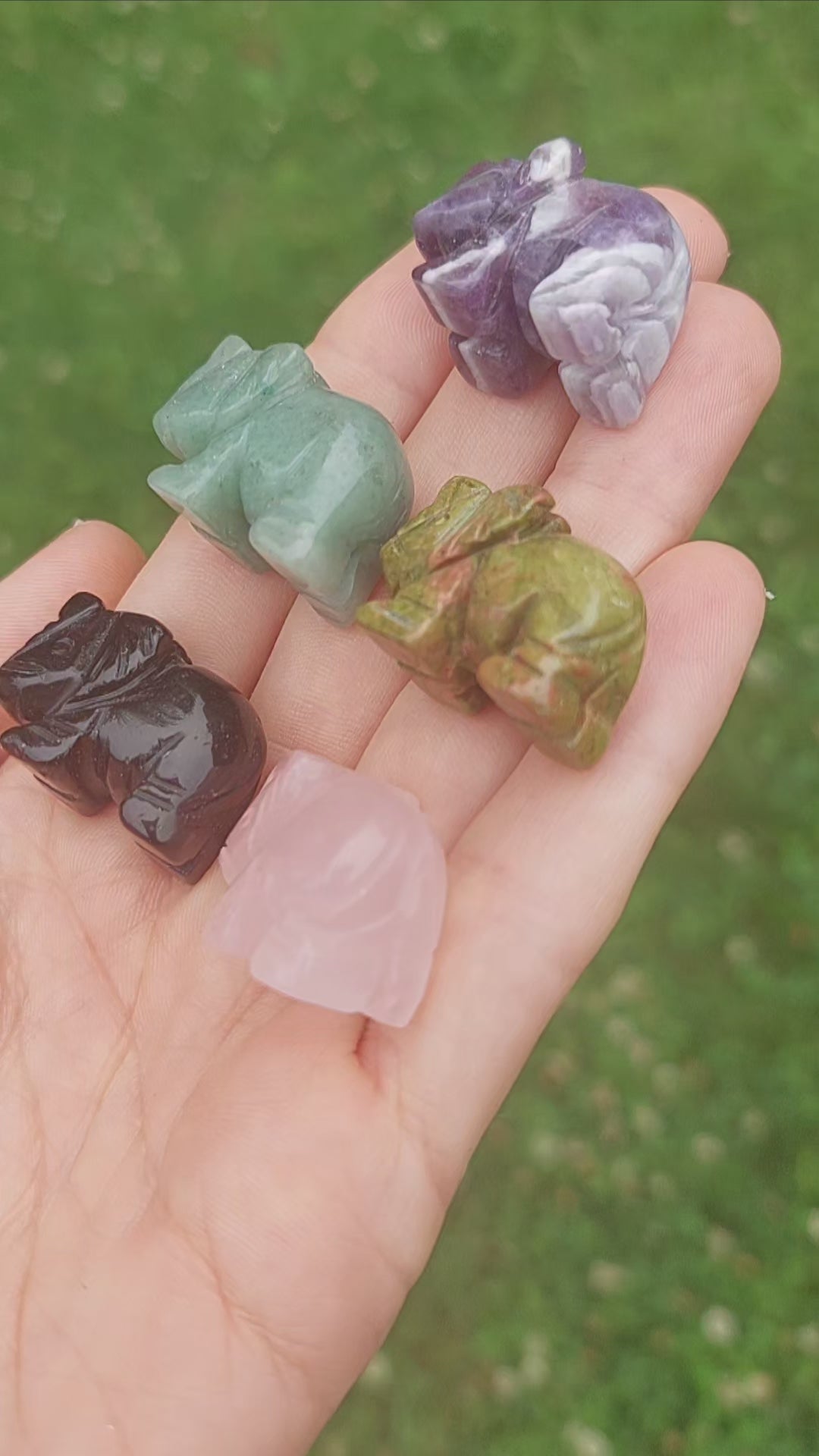 Mini Crystal Elephant Animal Stone Figurines