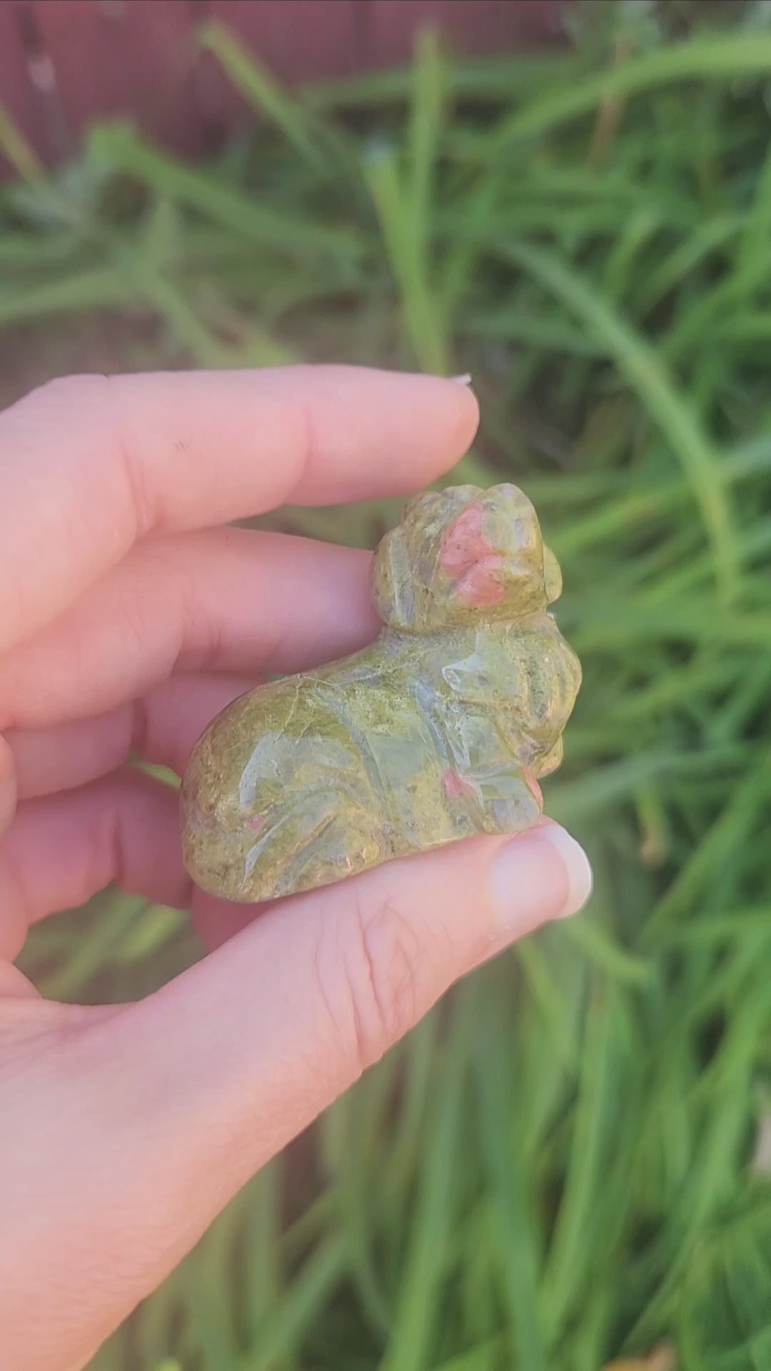 Unakite Stone Dog Carving - Dachshund