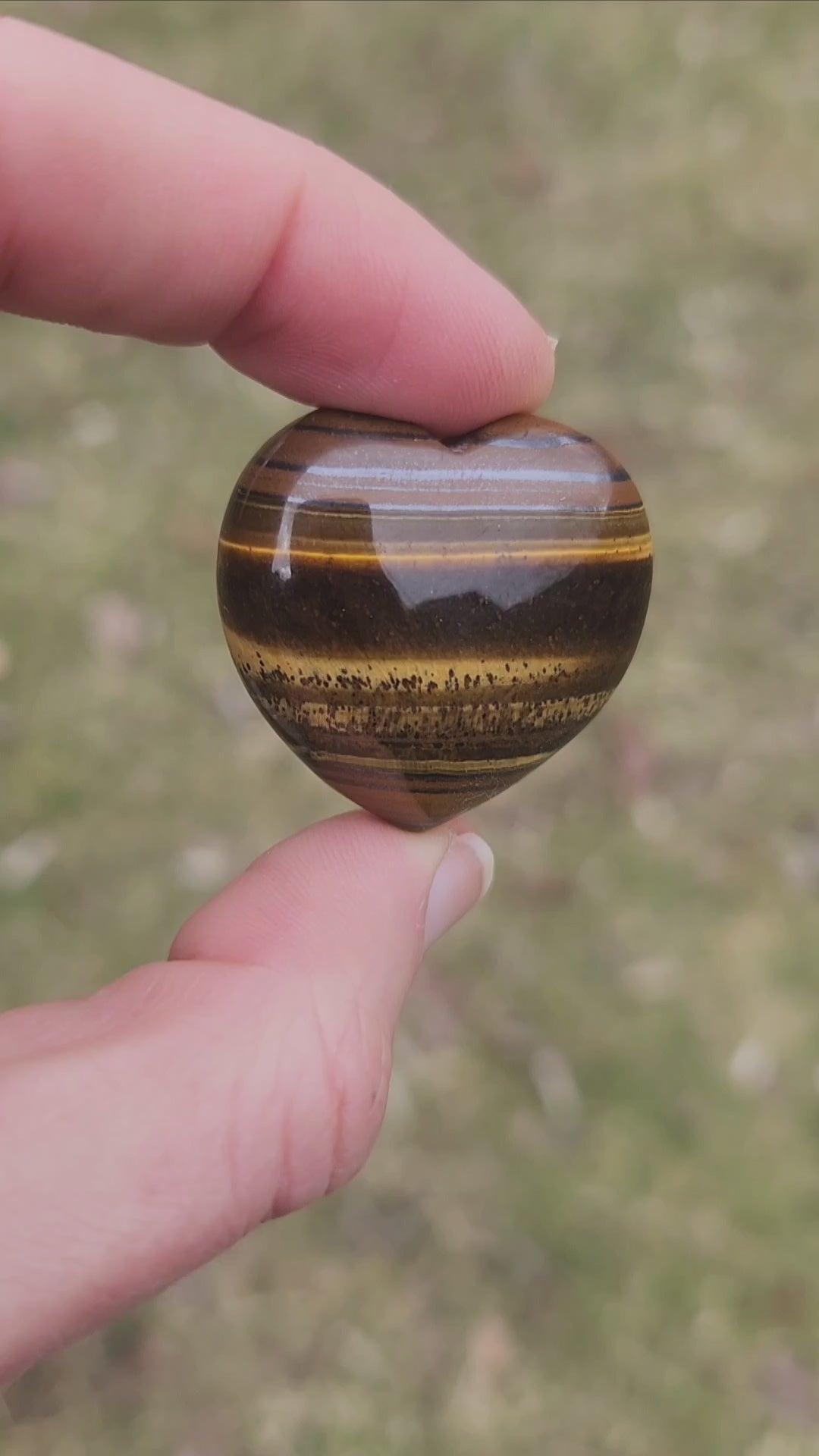 Tigers Eye Crystal Heart Stone Carving