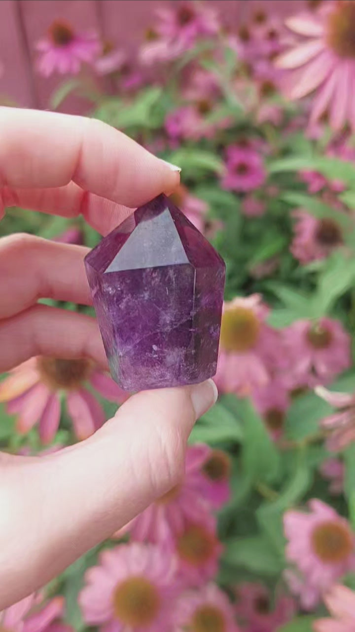Purple Amethyst Crystal Point Tower
