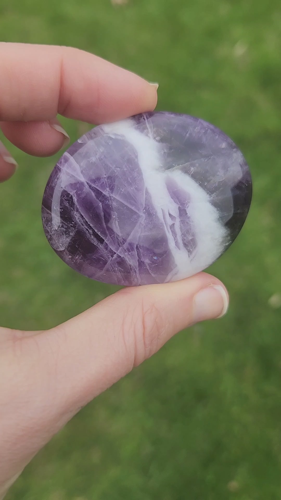 Chevron Amethyst Crystal Palm Stone