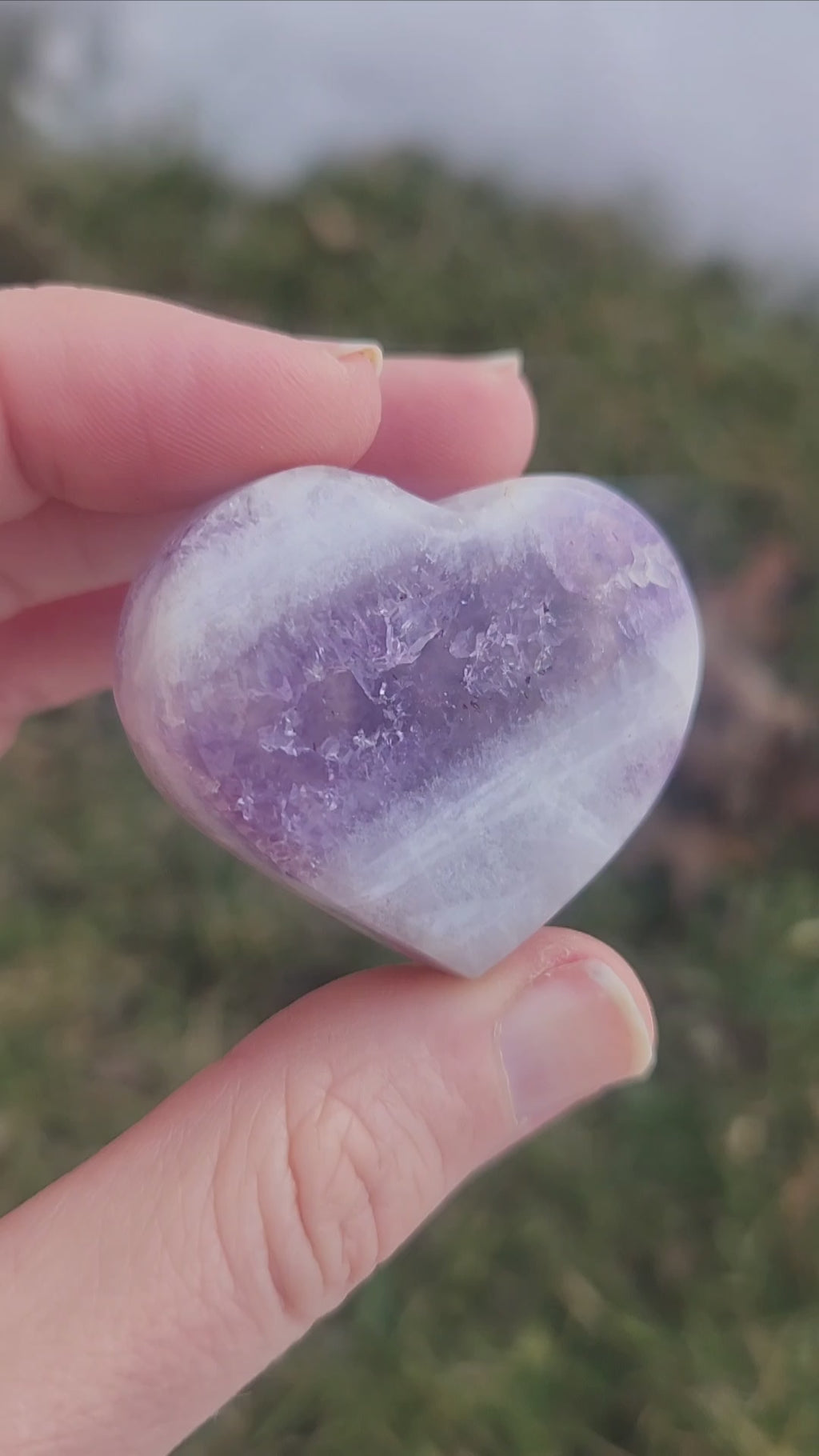 Chevron Amethyst Crystal Heart