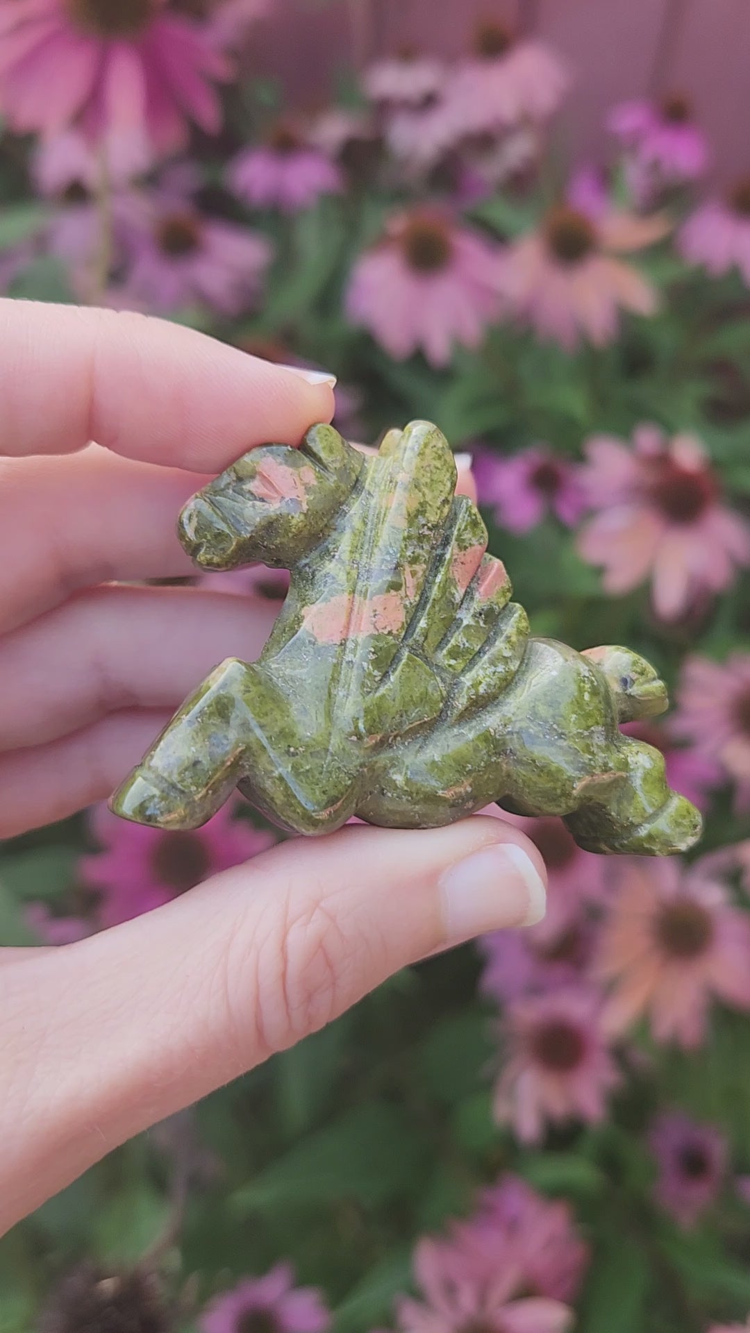 Unakite Pegasus Crystal Horse Animal Carving 2.25"