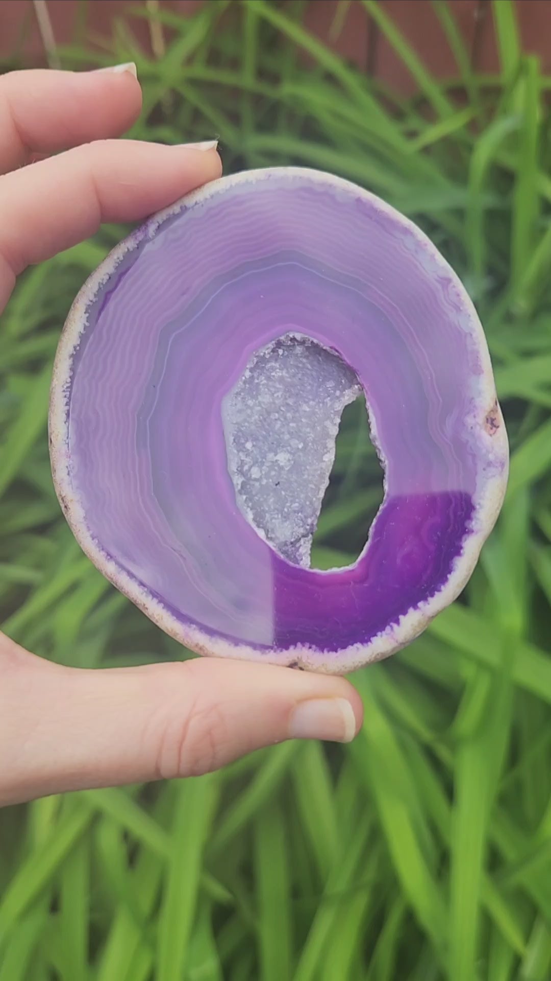 Purple Agate Druzy Crystal Slice