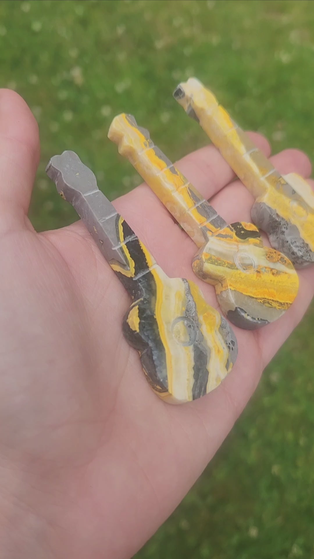 Bumble Bee Jasper Crystal Guitar Carving