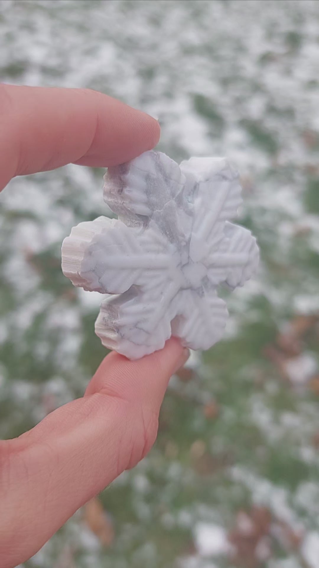 Howlite Crystal Snowflake Carving
