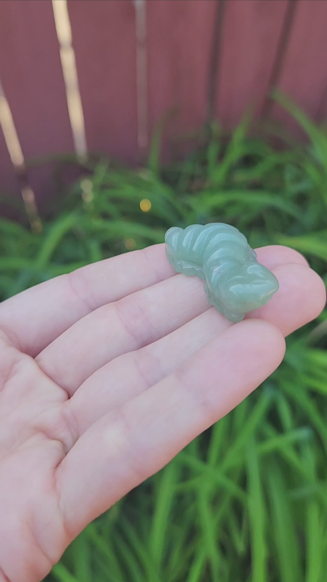 Green Aventurine Crystal Caterpillar Animal Carving