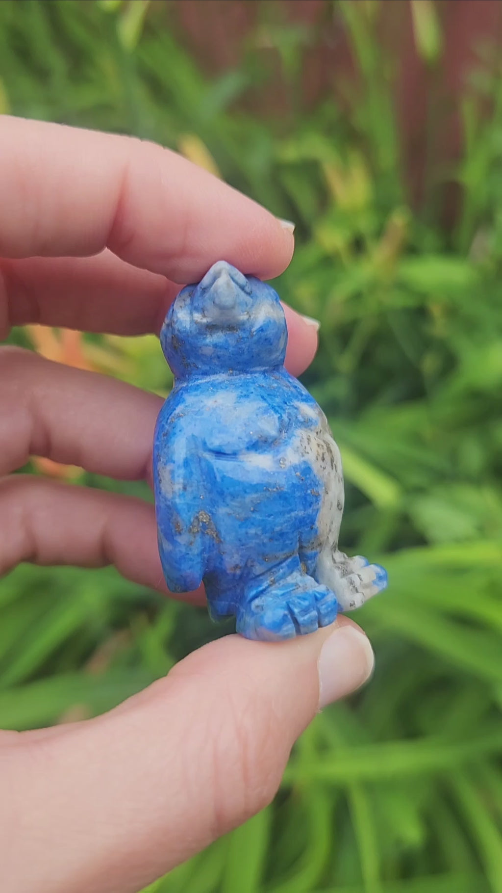 Carved Stone Penguin Figurine in Lapis Lazuli