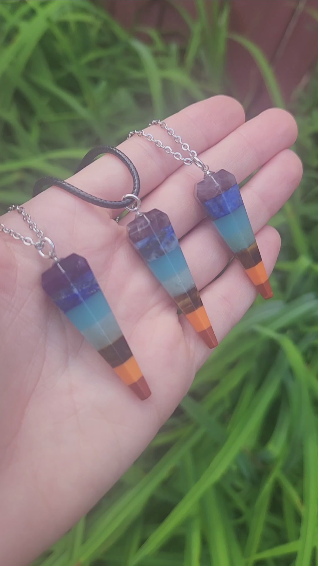 7 Chakra Crystal Pendulum Necklaces