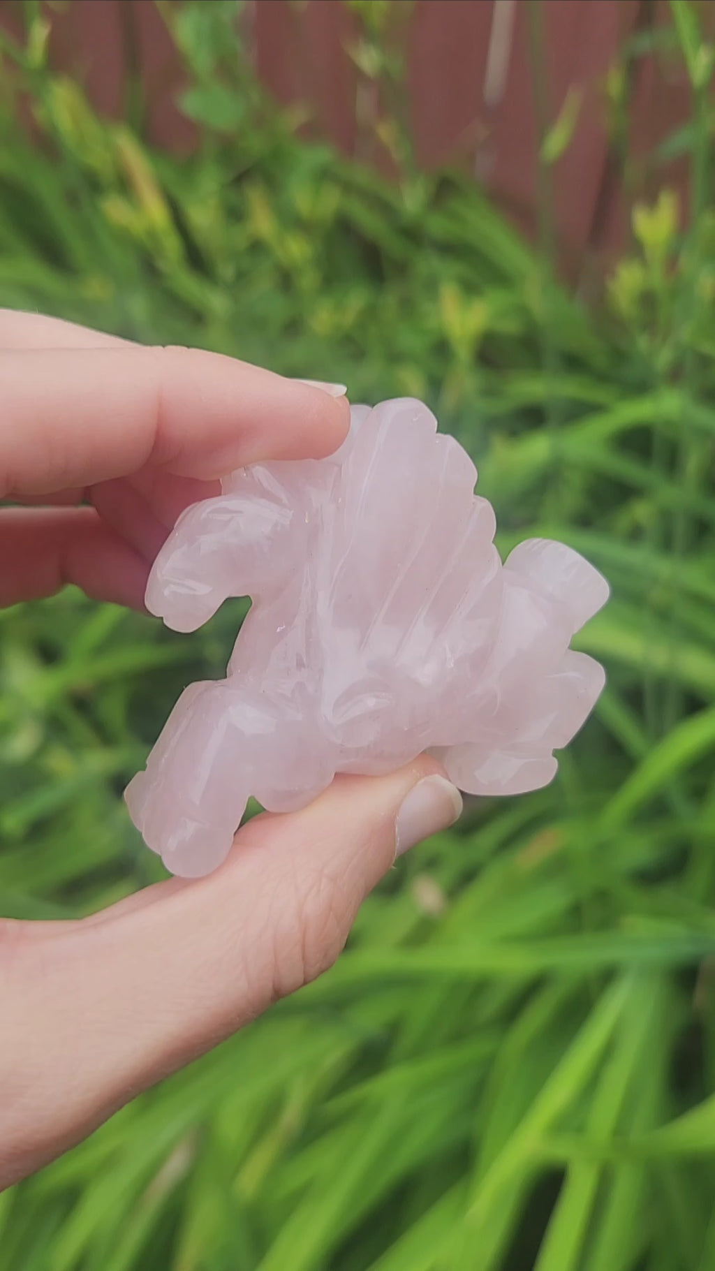 Rose Quartz Crystal Pegasus Horse Animal Carving