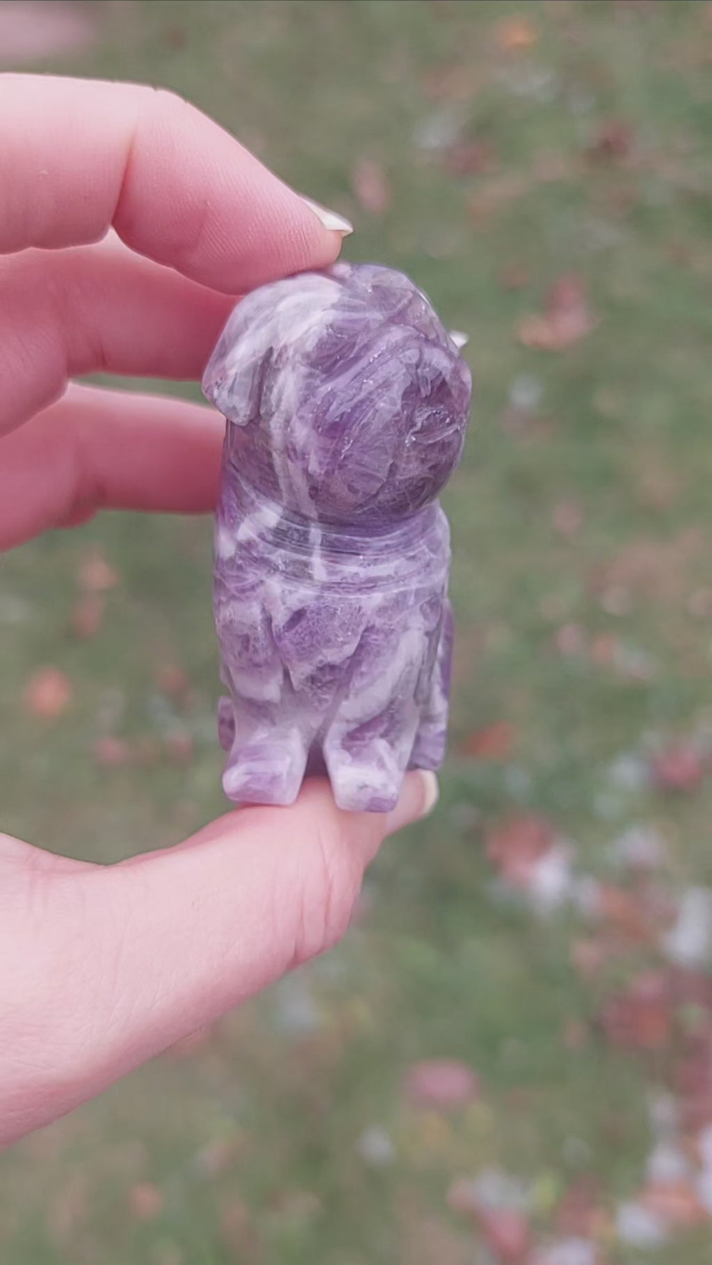 Crystal Pug Dog Carving - Stone Animal Figurine
