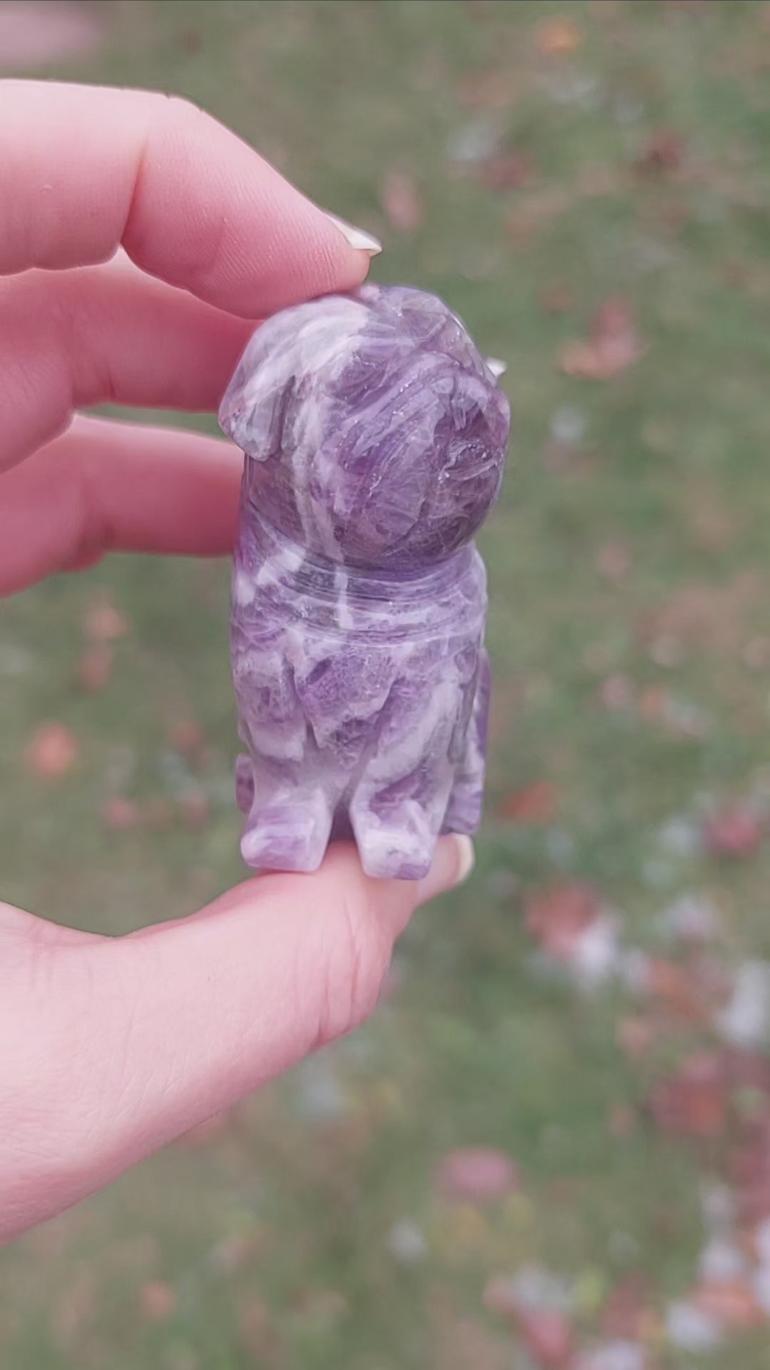 Crystal Pug Dog Carving - Stone Animal Figurine