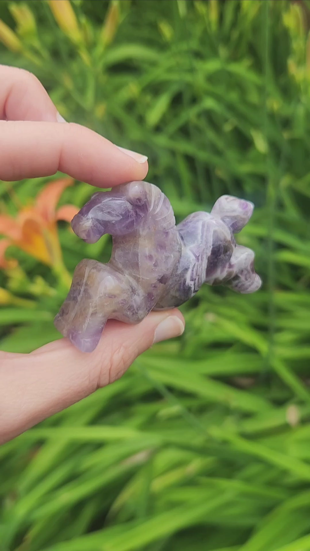 Purple Amethyst Crystal Horse Carving