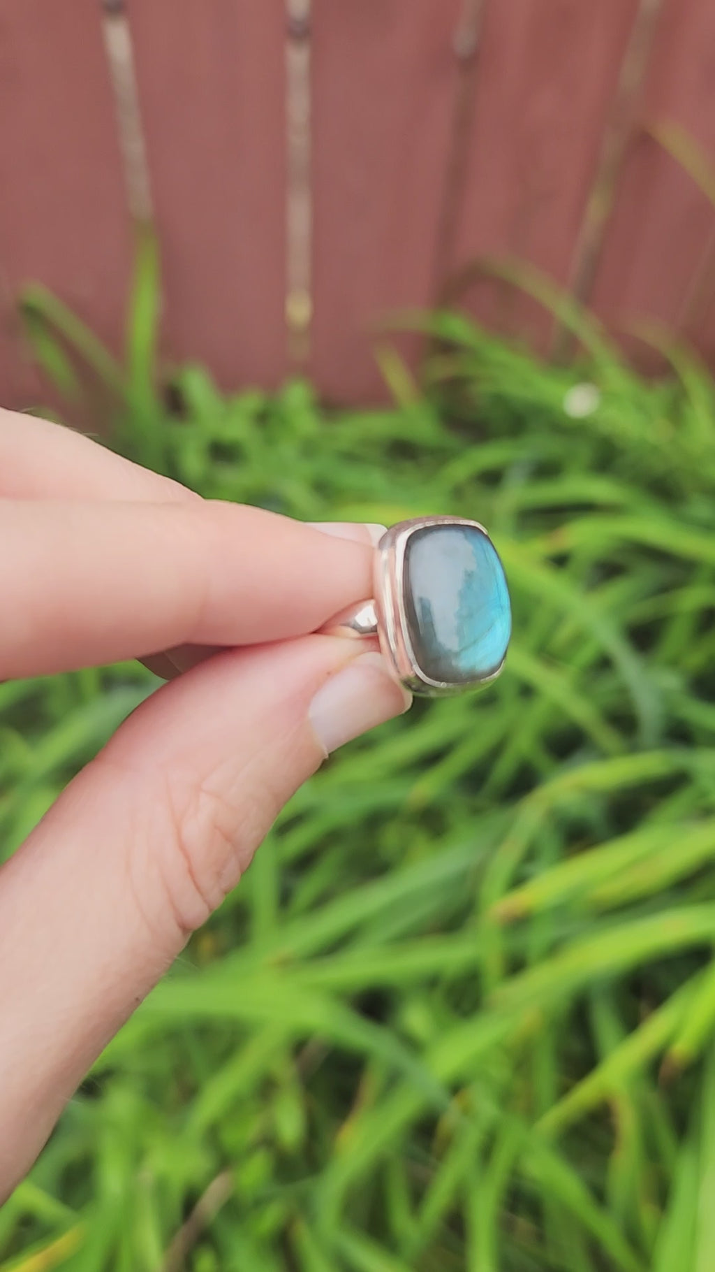 Flashy Blue Labradorite Ring Sterling Silver Stone Ring