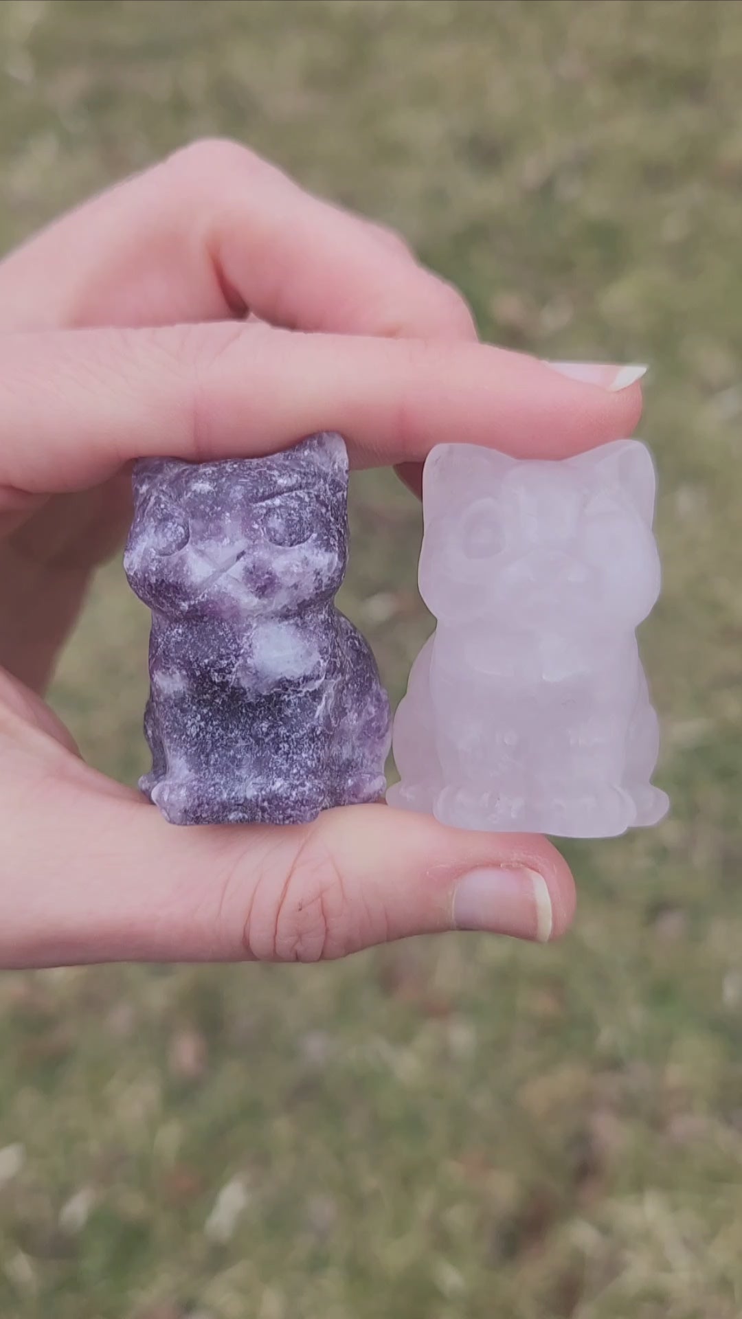 Crystal Cat Animal Stone Carving - Sitting Cat Figurines