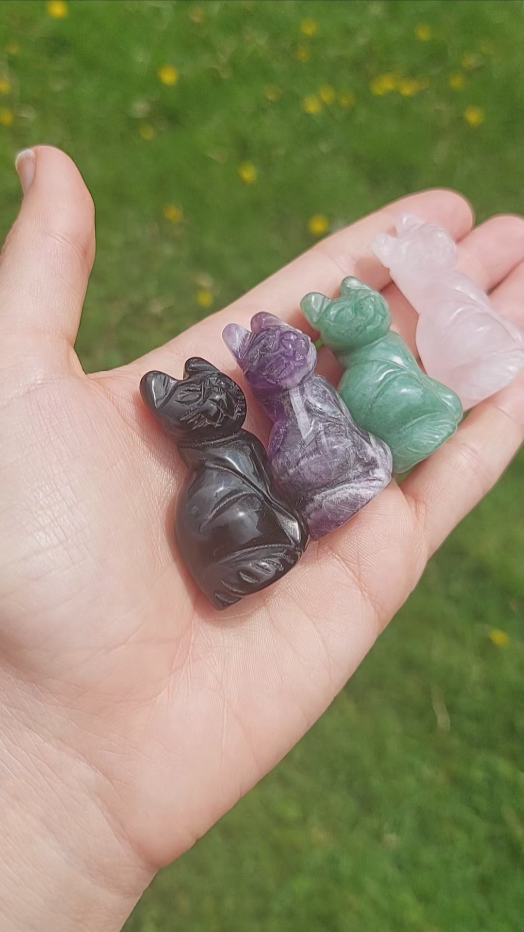 Crystal Cat - Carved Stone Animal Figurines