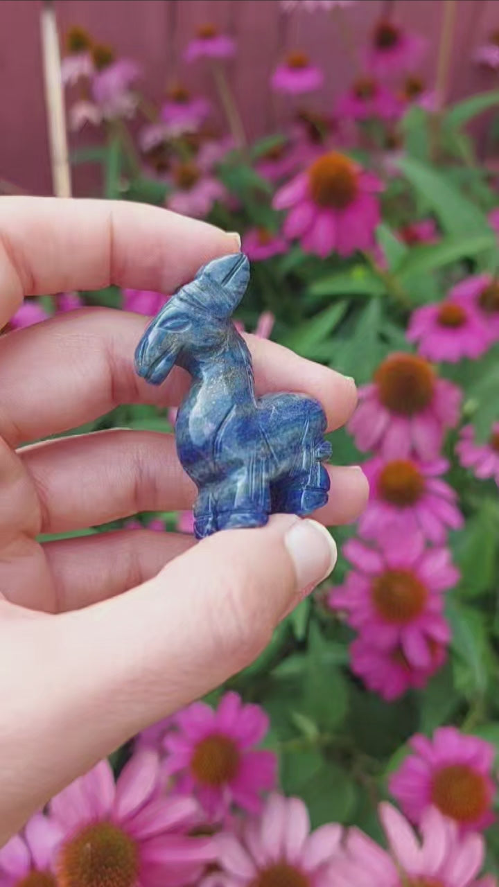 Crystal Donkey Animal Figurine Lapis Lazuli