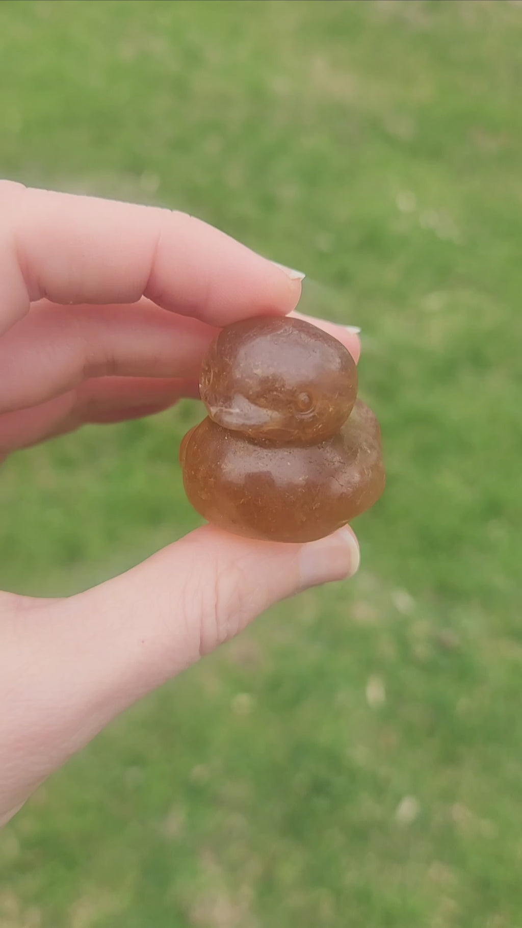 Yellow Fluorite Crystal Rubber Duck Carving 