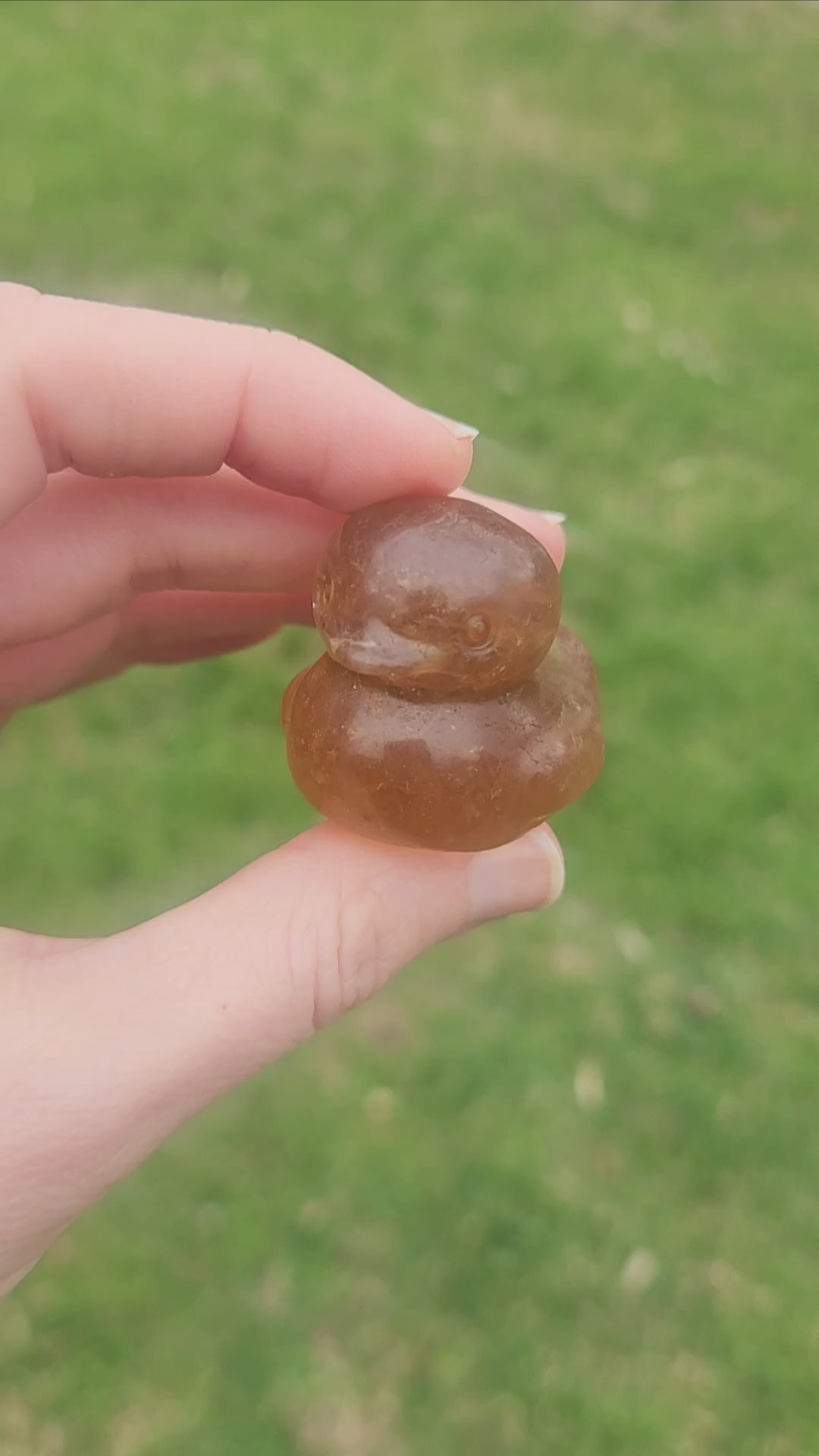 Yellow Fluorite Crystal Rubber Duck Carving 